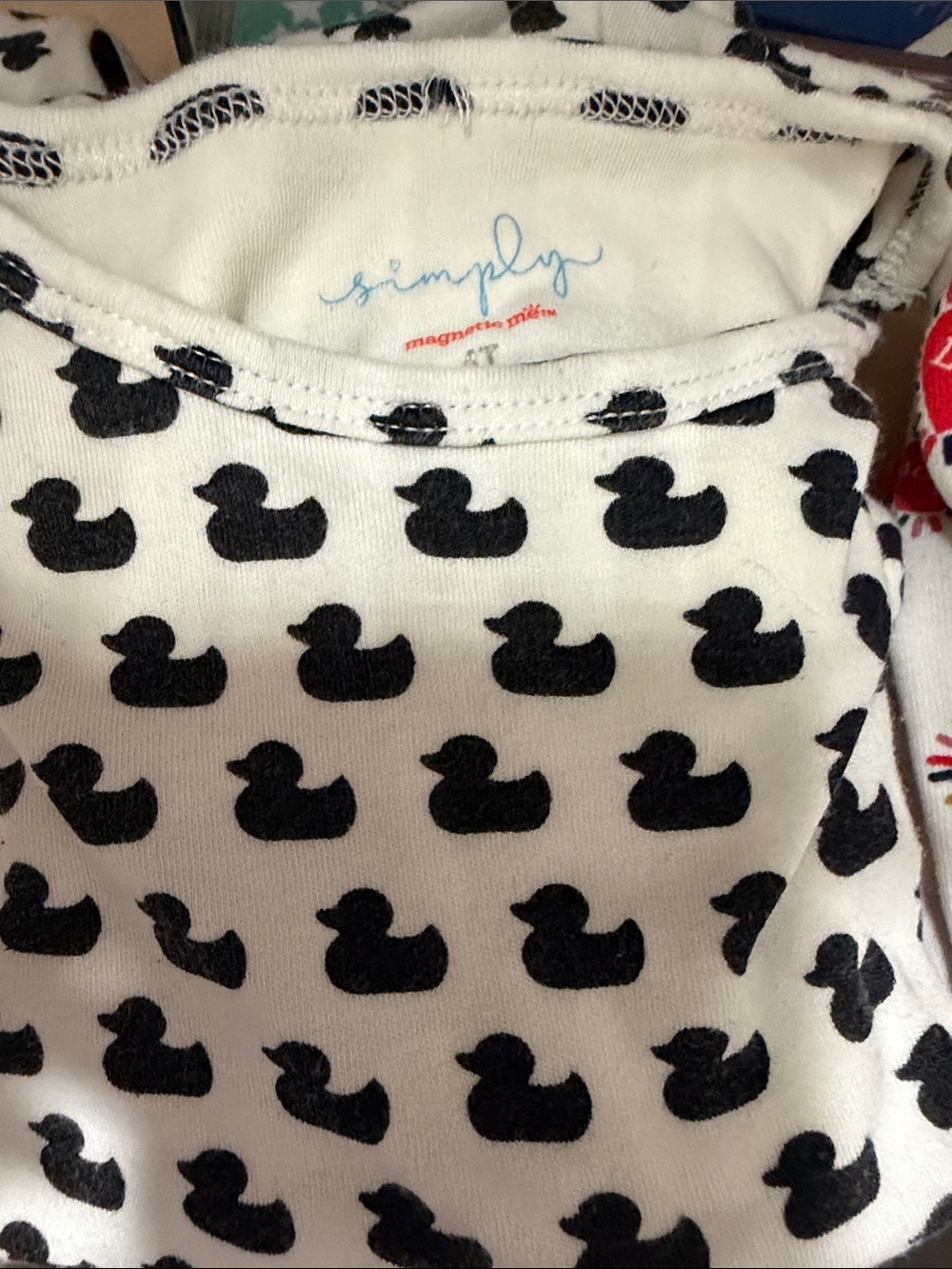 Magnetic Me White Long Sleeve Top with Black Duck Print